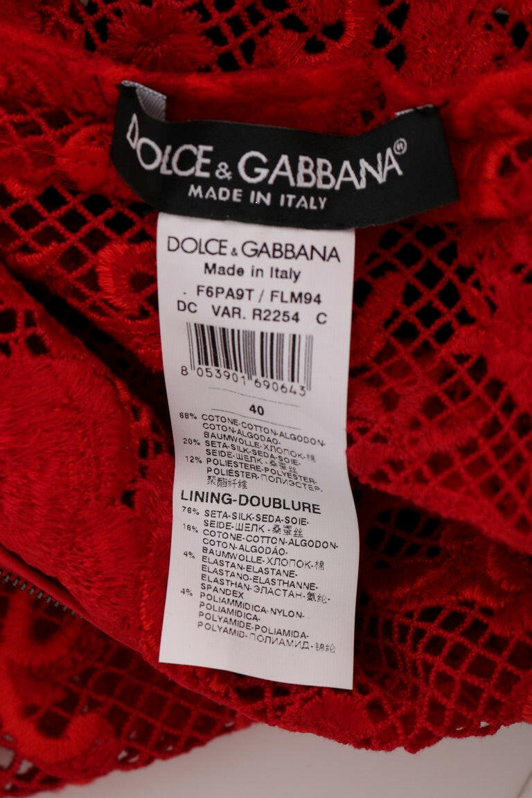 Dolce &amp; Gabbana - Robe fourreau rouge élégante avec ceinture en soie