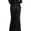 Dolce &amp; Gabbana - Robe longue noire élégante avec appliques florales