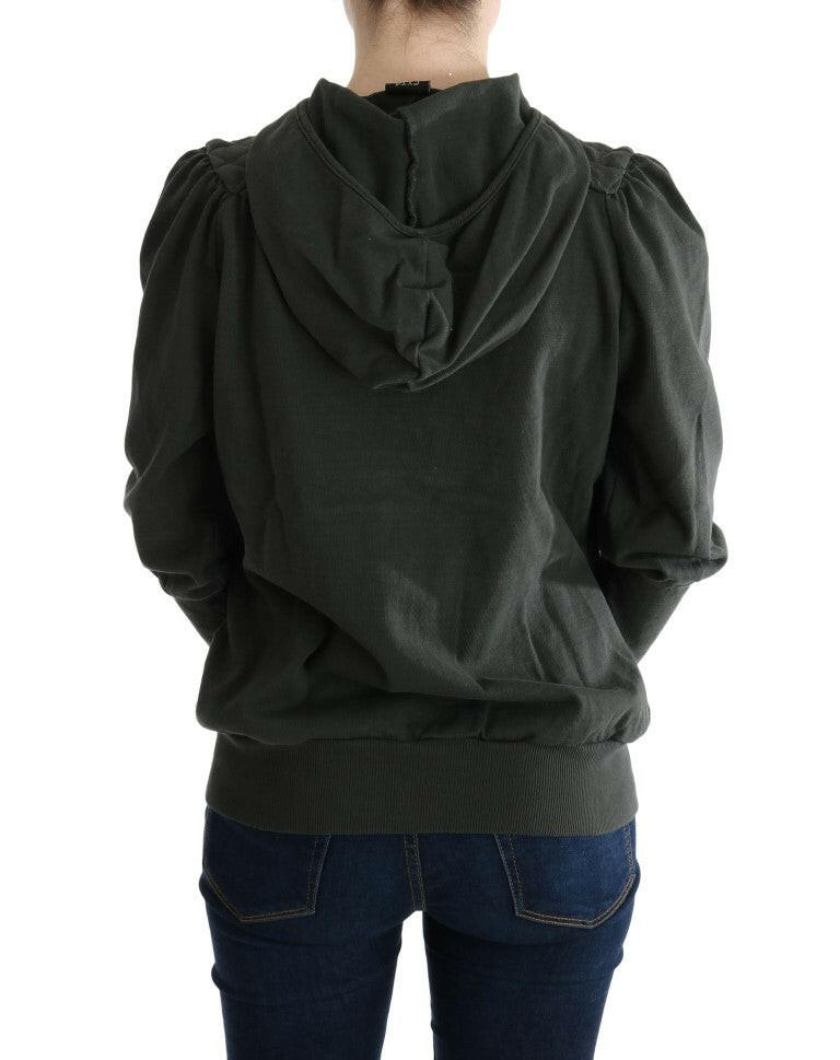 Exte Gray Top Hooded Cotton Zipper Sweater