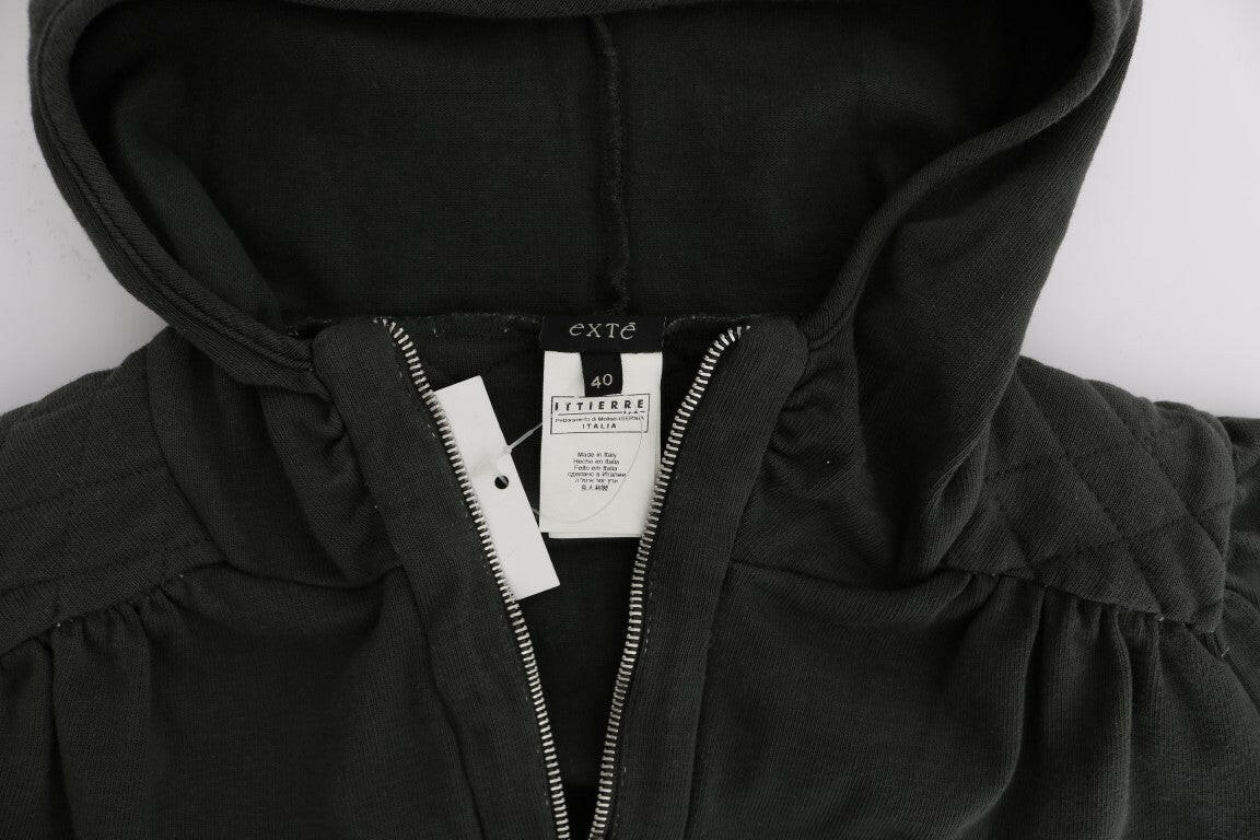Exte Gray Top Hooded Cotton Zipper Sweater