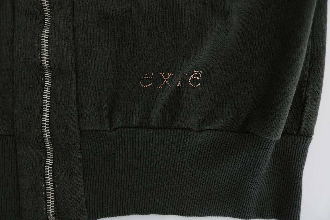 Exte Gray Top Hooded Cotton Zipper Sweater