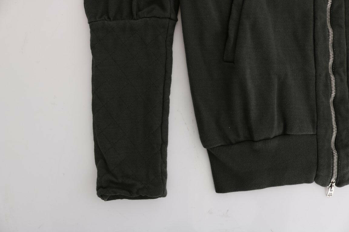 Exte Gray Top Hooded Cotton Zipper Sweater