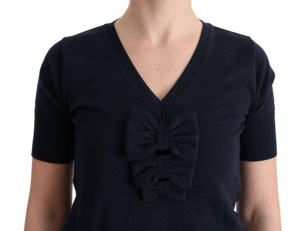 MARGHI LO' Blue 100% Lana Wool Blouse Top