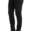 Ermanno Scervino Black Cotton Slim Fit Casual Pants