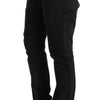 Ermanno Scervino Black Cotton Slim Fit Casual Pants