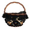 Dolce & Gabbana Beige Straw Snakeskin Pom Pom Crystal AGNESE Bag