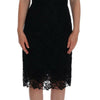 Dolce & Gabbana Black Floral Ricamo Sheath Dress