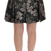 Dolce &amp; Gabbana Schwarz-silberner Brokat-Blumenrock