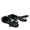 Dolce &amp; Gabbana Slingback-Sandalen aus schwarzem Leder mit Kristallen