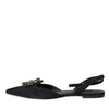 Dolce &amp; Gabbana Slingback-Sandalen aus schwarzem Leder mit Kristallen