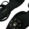 Dolce &amp; Gabbana Slingback-Sandalen aus schwarzem Leder mit Kristallen