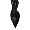 Dolce &amp; Gabbana Slingback-Sandalen aus schwarzem Leder mit Kristallen
