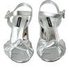 Dolce &amp; Gabbana Silber Lammleder Heels Sandalen Schuhe