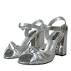 Dolce &amp; Gabbana Silber Lammleder Heels Sandalen Schuhe