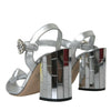 Dolce &amp; Gabbana Silber Lammleder Heels Sandalen Schuhe