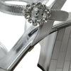 Dolce &amp; Gabbana Silber Lammleder Heels Sandalen Schuhe