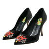 Escarpins à talons en cuir noir Dolce &amp; Gabbana avec patch WOW