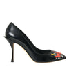 Escarpins à talons en cuir noir Dolce &amp; Gabbana avec patch WOW