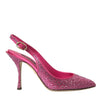 Dolce & Gabbana Pink Slingbacks Crystal Pumps Shoes
