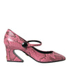 Chaussures à talons Mary Jane en cuir python rose Dolce &amp; Gabbana
