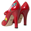 Dolce & Gabbana Red Leather Embellished Mary Jane Pumps Heels Shoes