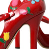 Dolce & Gabbana Red Leather Embellished Mary Jane Pumps Heels Shoes