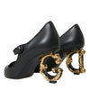 Dolce & Gabbana Black Leather Logo Heels Mary Janes Pumps Shoes