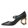 Dolce & Gabbana Black Leather Logo Heels Mary Janes Pumps Shoes