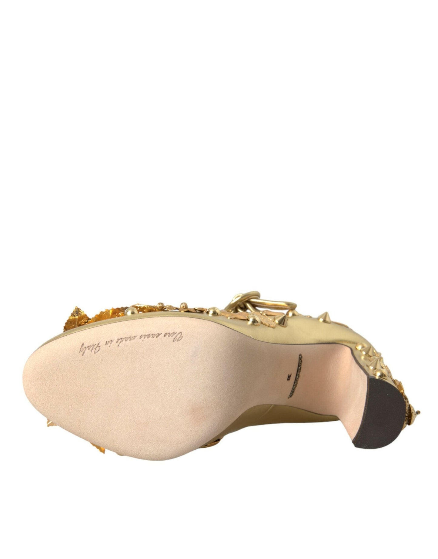 Escarpins Mary Jane en cuir doré et cristaux Dolce &amp; Gabbana
