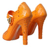Dolce & Gabbana Orange CINDERELLA Floral Crystal Pumps Shoes