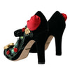 Dolce & Gabbana Black Roses Crystal Brooch Mary Jane Shoes