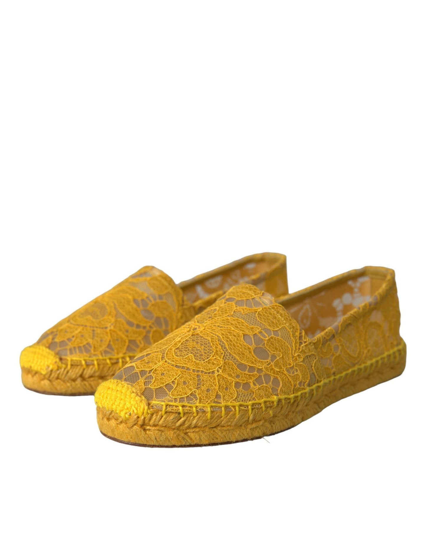 Dolce &amp; Gabbana Gelbe Taormina Espadrille-Loafer mit Spitze
