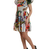 Dolce &amp; Gabbana Mehrfarbiges Patchwork-Minikleid aus Baumwolle im A-Linien-Stil