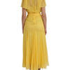Dolce &amp; Gabbana – Langes Maxikleid aus gelber Seide mit Gürtel