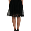 Dolce & Gabbana Black Nylon Lace Trim High Waist A-line Skirt