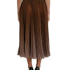 Jupe midi plissée taille haute en polyester marron Dolce &amp; Gabbana