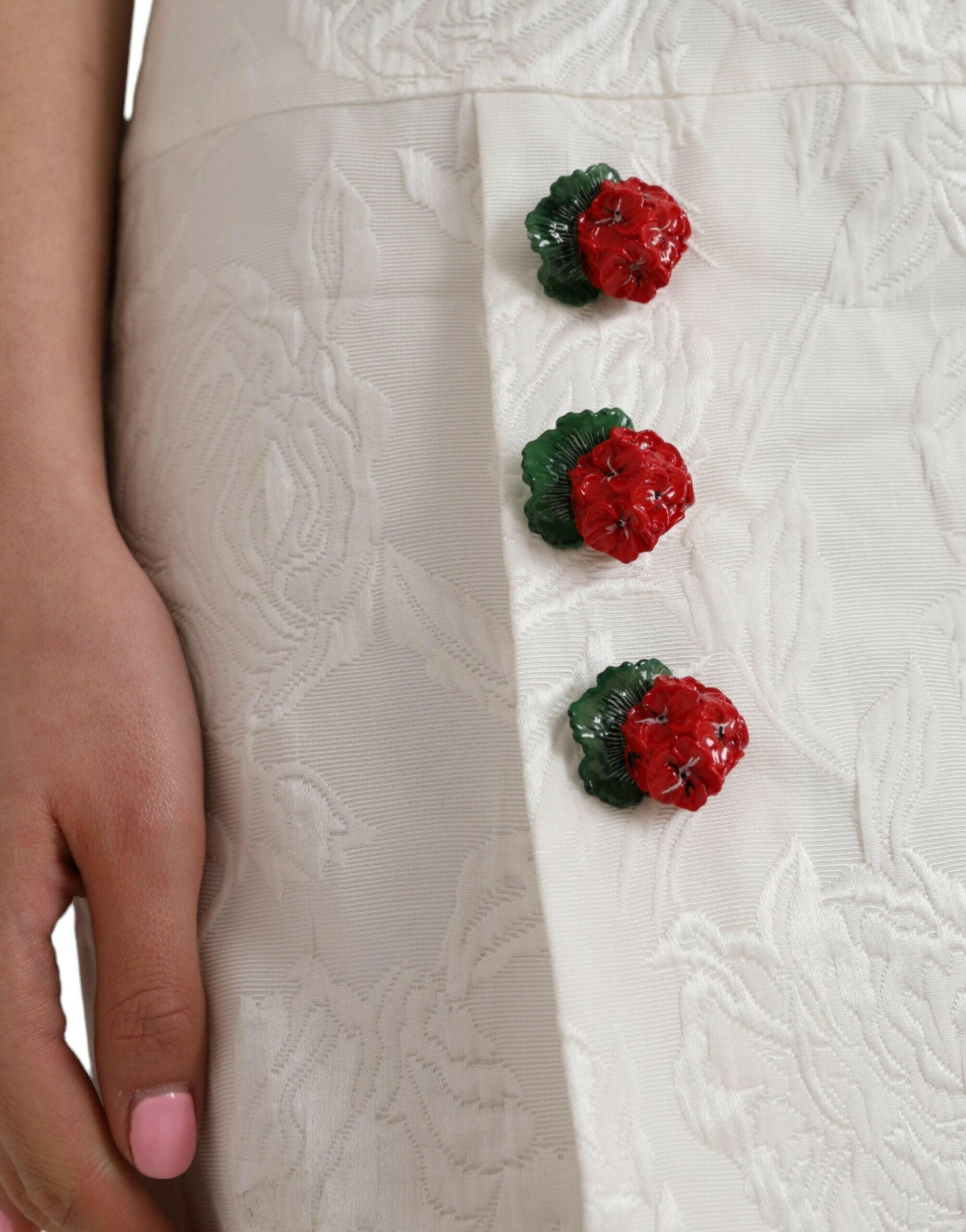 Mini-jupe à ornements en brocart floral blanc Dolce &amp; Gabbana