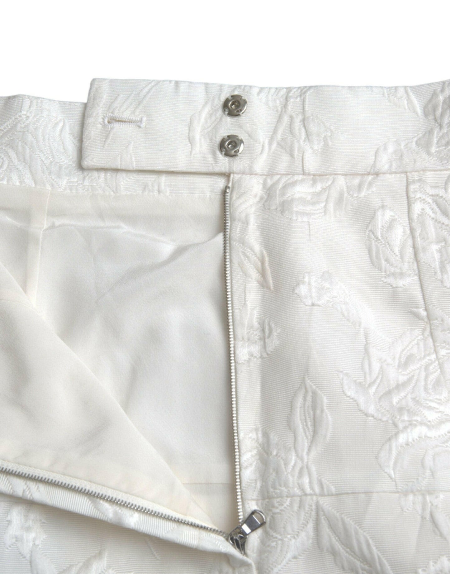 Mini-jupe à ornements en brocart floral blanc Dolce &amp; Gabbana