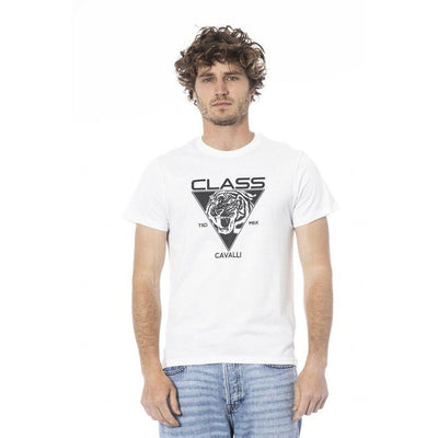 Weißes Baumwoll-T-Shirt der Cavalli Class