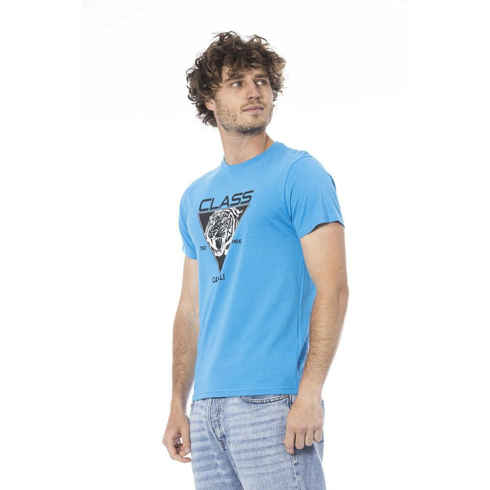 Cavalli Class hellblaues Baumwoll-T-Shirt