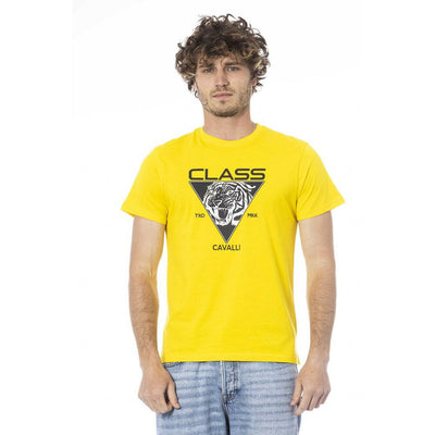 Cavalli Class gelbes Baumwoll-T-Shirt