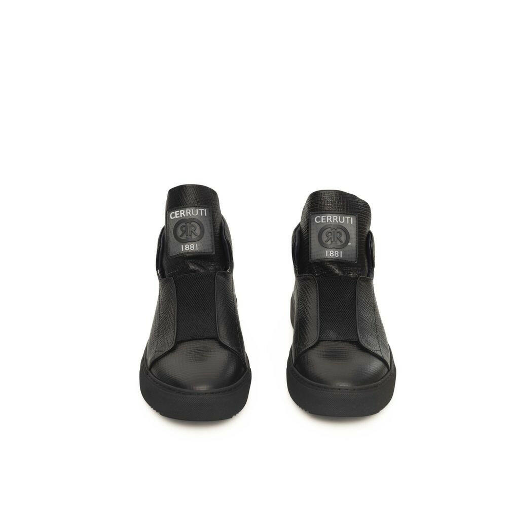 Cerruti 1881 Black Calfskin Men Sneaker
