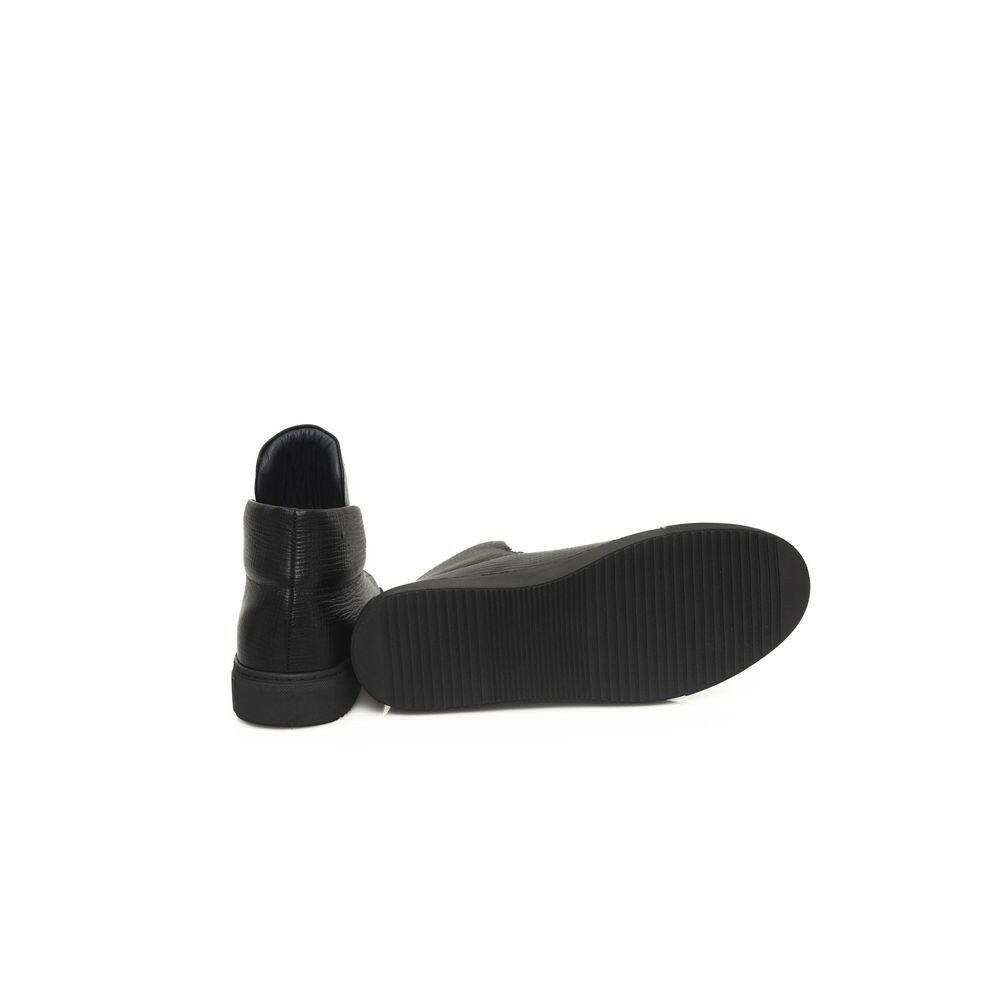 Cerruti 1881 Black Calfskin Men Sneaker