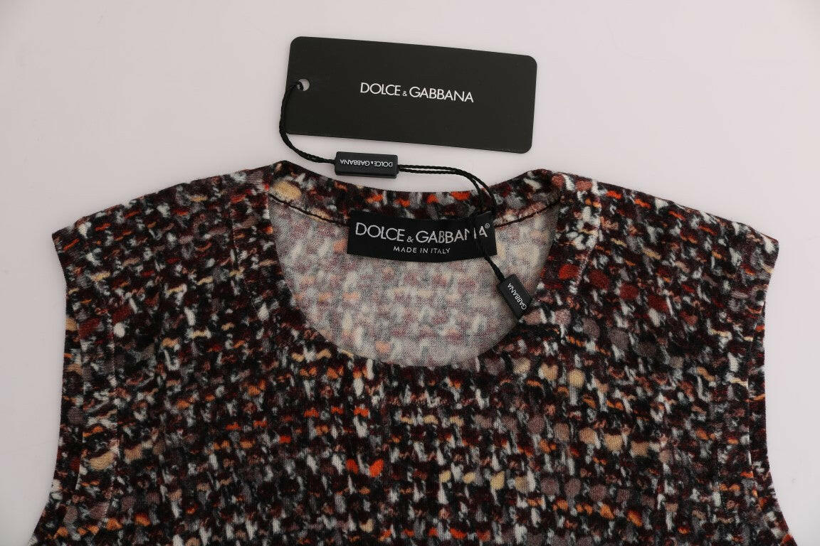 Dolce &amp; Gabbana – T-Shirt aus Wolle mit mehrfarbigem Strickmuster