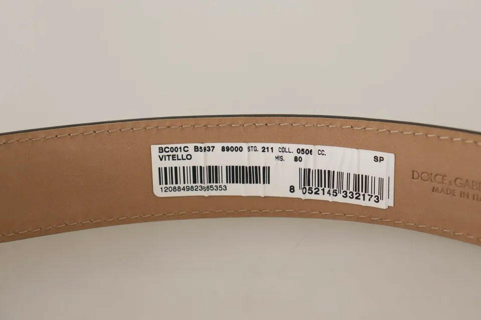 Dolce & Gabbana Black Leather Gold Metal Logo Engraved Buckle Belt