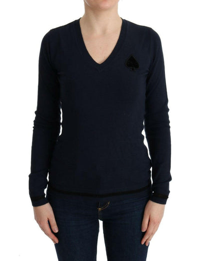 Costume National Blue V-neck Viscose Sweater