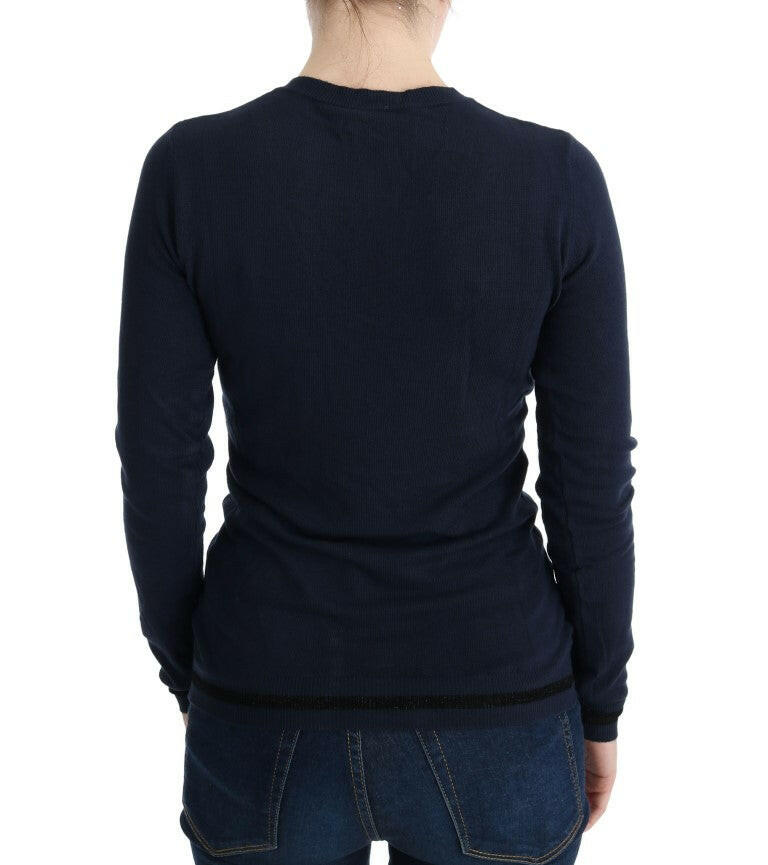 Costume National Blue V-neck Viscose Sweater