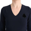 Costume National Blue V-neck Viscose Sweater