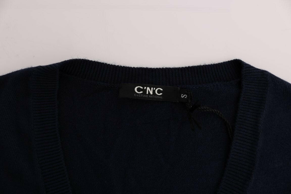 Costume National Blue V-neck Viscose Sweater