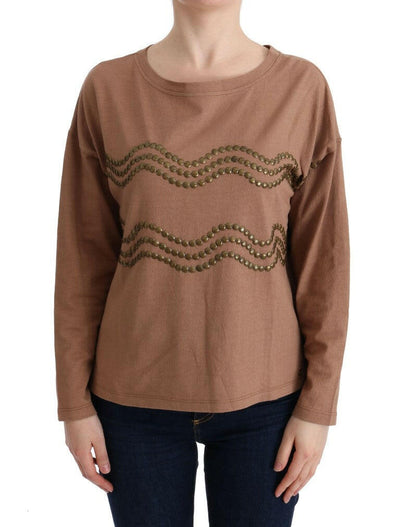 John Galliano Brown Cotton Studded Sweater